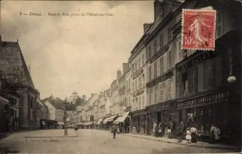 Ak Dreux Eure et Loir, Grande Rue, Hôtel de Ville, Geschäfte, Straßenansicht,  