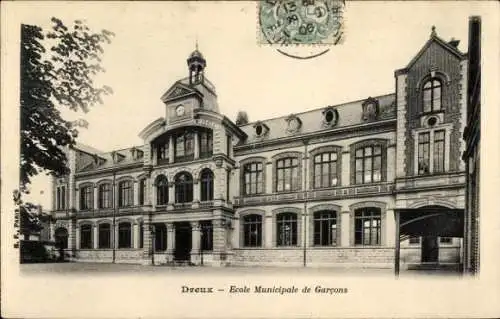 Ak Dreux Eure et Loir, Ecole Municipale de Garçons,  Schule, schwarz-weiß Bild
