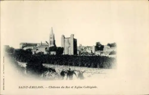 Ak Saint Emilion Gironde, Chateau du Roi, Eglise Collegiale