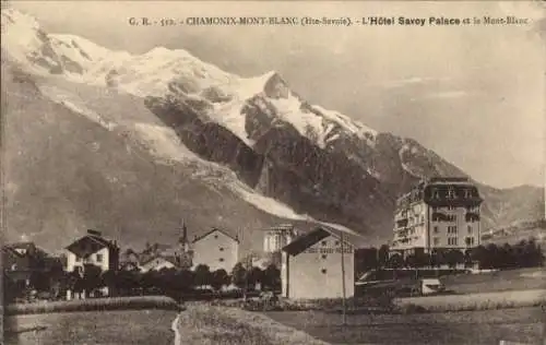 CPA Chamonix Mont Blanc Haute Savoie, Hôtel Savoy Palace et le Mont-Blanc