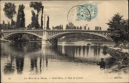Ak Saint Maur Val de Marne, An den Ufern der Marne, Creteil Brücke