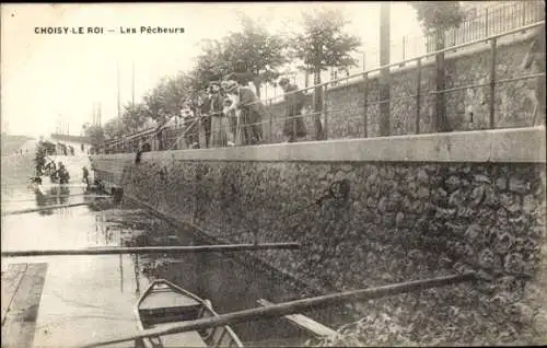 Ak Choisy le Roi Val de Marne, Fischer an der Kaimauer