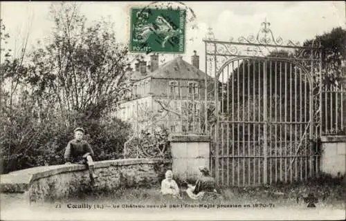 Ak Couilly Seine et Marne, Château, Garten, 1870-71, Jugendliche, Mädchen, Tor