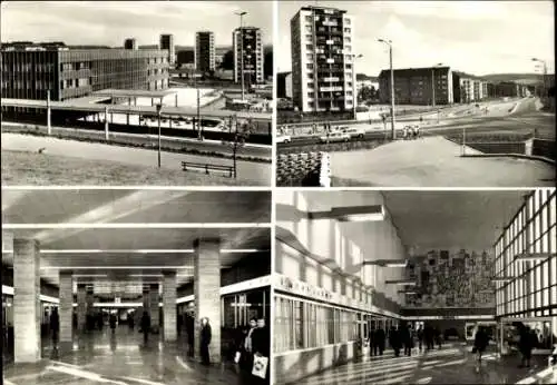 Ak Plauen im Vogtland, Oberer Bahnhof, moderne Architektur, Menschen auf der Straße, Wolkenkratze