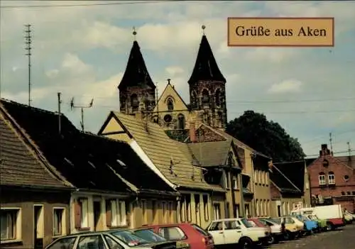 Ak Aken an der Elbe Sachsen Anhalt, Fischerstraße, Marienkirche, Autos
