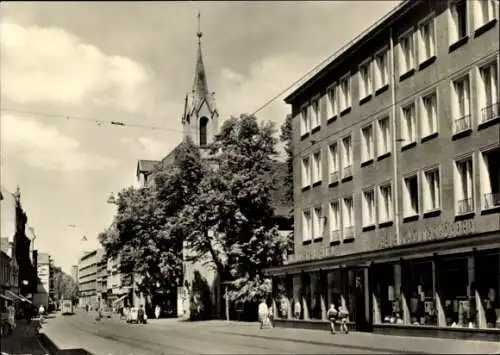 Ak Cottbus in der Niederlausitz, Stadtansicht, Spremberger Straße, Kirche, Geschäfte