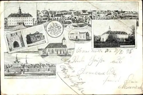 Ak Sonnewalde in der Niederlausitz, Panorama, Schloss, Kirche
