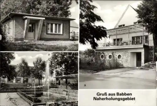 Ak Babben in der Niederlausitz, Rat der Gemeinde, Kulturhaus, Springbrunnen
