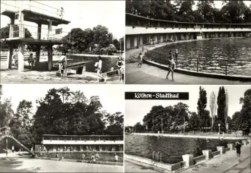 Ak Köthen in Anhalt, Schwimmbad, Sprungturm, Liegewiesen, Naumann-Museum