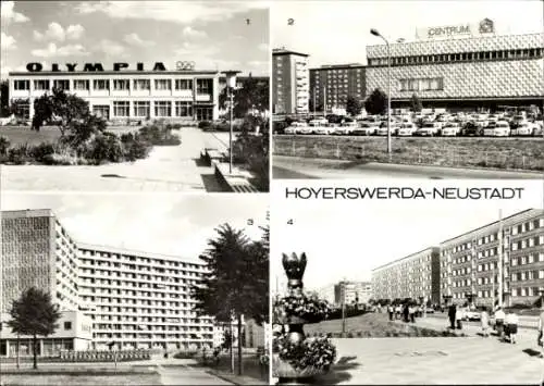 Ak Hoyerswerda in der Oberlausitz, HO Gaststätte Olympia, Centrum Warenhaus, Wohnkomplex VI, IX