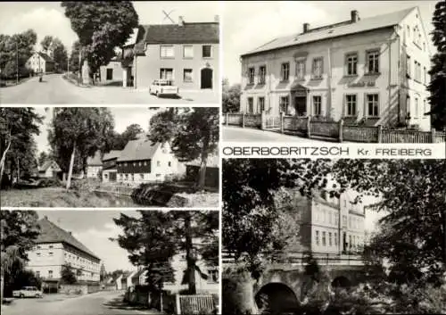 Ak Oberbobritzsch Bobritzsch im Erzgebirge, Verschiedene Ansichten von   Gebäude, Natur, Straßen
