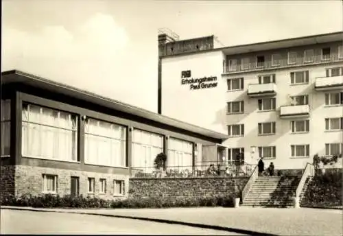 Ak Rauschenbach Neuhausen im Erzgebirge, Erholungsheim Paul Gruner, Gebäude, Treppenaufgang, Foto