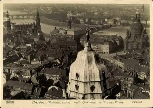 Ak Dresden Altstadt, Rathausturm, Hofkirche, Frauenkirche, Hahn 10648