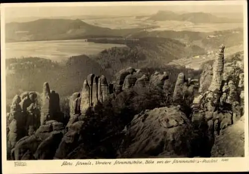 Ak Ostrau Bad Schandau Sächsische Schweiz, Vordere Schrammsteine
