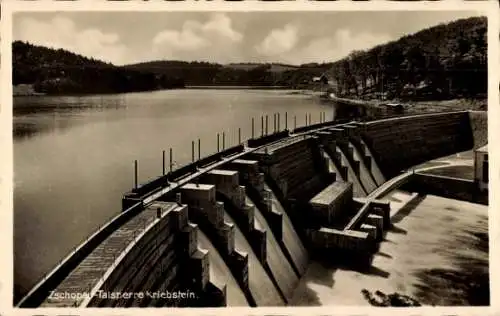 Ak Kriebstein in Sachsen, Zschopautalsperre, Sperrmauer
