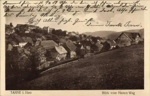Ak Tanne Oberharz am Brocken, Gesamtansicht, Blick vom Harten Weg