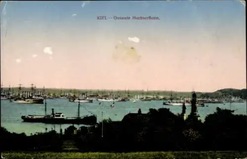 Ak Kiel, Hochseeflotte im Hafen, Kaiserliche Marine