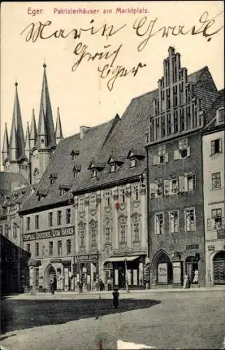 Ak Eger Erlau Ungarn, Patrizierhäuser, Marktplatz   Architektur, Stadtansicht