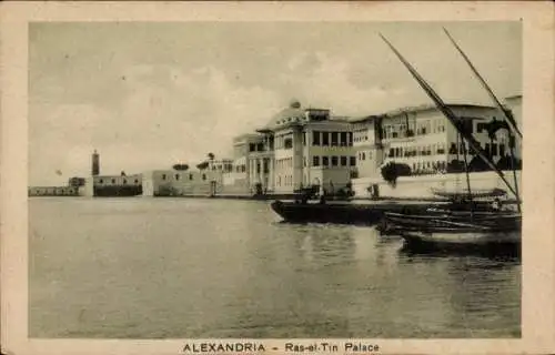 Ak Alexandria Ägypten, Ras-el-Tin Palace, Wasseransicht,  Architektur