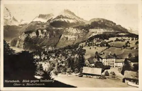 Ak Morschach Kt Schwyz Schweiz, Blick auf Seelisberg, Ober- und Niederbauen, Berglandschaft