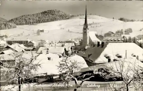 Ak Abtenau in Salzburg, Verschneite Landschaft, Kirche, Ortstypische Gebäude, Gebirge
