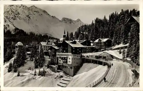 Ak Arosa Kanton Graubünden Schweiz, Schneelandschaft, Arosa-Dorf, Berge,  Architektur