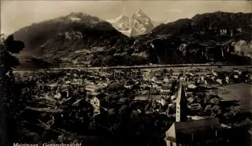 Ak Meiringen Kanton Bern, Gorge de l'Aare, Aareschlucht, Berglandschaft, Stadtansicht, Kirche, sc