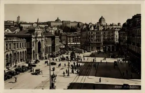 Ak Zürich Stadt Schweiz, Bahnhofsplatz