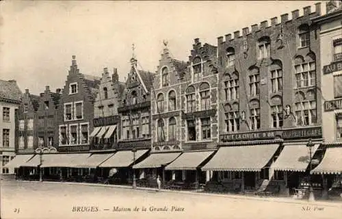 Ak Bruges Brügge Flandern Westflandern, Maison de la Grande Place, Cafe la Civiere d'Or