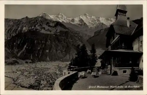 Ak Interlaken Kanton Bern Schweiz, Grand Restaurant Harderkulm, Berglandschaft, alpine Kulisse
