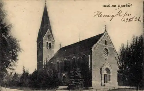 Ak Oberdorf Kanton Solothurn, Kirche, Baumgruppen, Gruß aus  H. Rosen, 29126