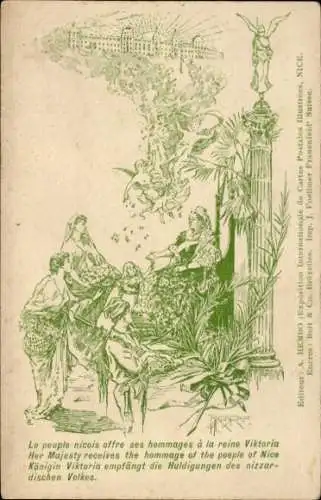 Künstler Ak Portrait von Königin Viktoria, Einwohner erweisen der Königin ihr Ehre