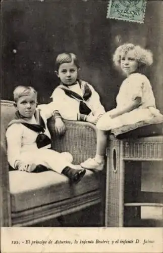 Foto Ak die Prinzen von Asturien und die Infantin Beatriz