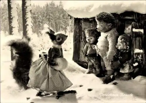 Ak Vornehmer Besuch, Mecki der Igel, Eichhörnchen