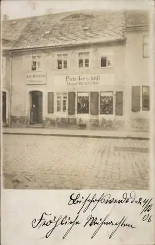 Foto Ak Bischofswerda, Putzgeschäft Marie Wentscher, Adolf Wentscher, Wohnhaus, Anwohner
