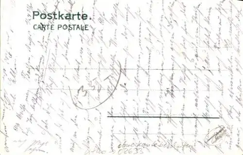 Litho Storcha Göda in der Oberlausitz, Totale, Gasthof zu Storcha, Kirche, Schule, Pfarre