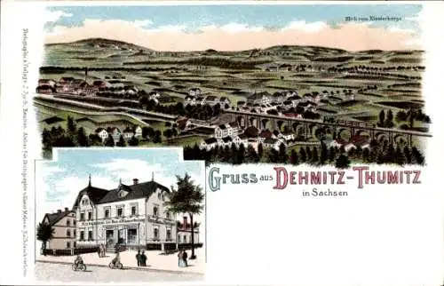 Litho Dehmitz Thumitz in Sachsen,Klemptnerei f. Leitung