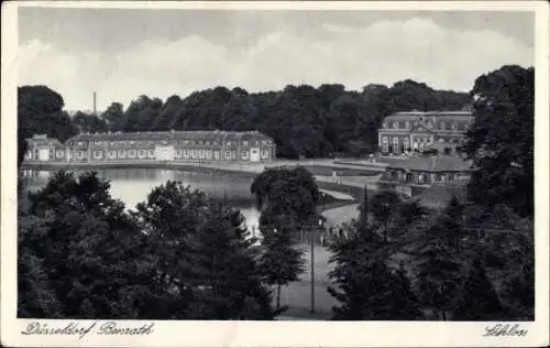 Ak Benrath Düsseldorf am Rhein, Schloss, Außenansicht, Teich