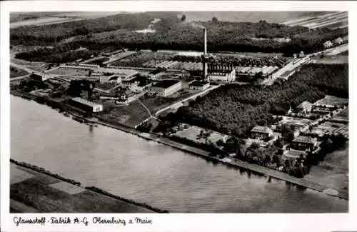 Ak Obernburg am Main, Fliegeraufnahme der Glanzstofffabrik A. G. Obernburg