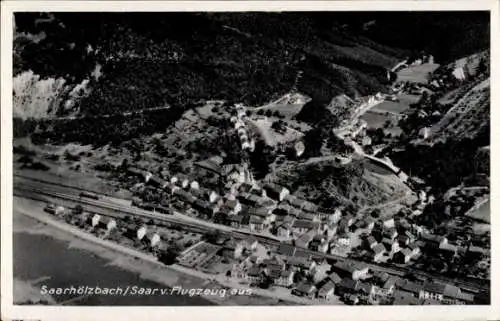Ak Saarhölzbach Mettlach im Saarland, Fliegeraufnahme