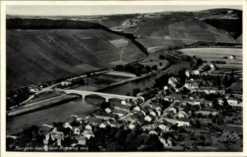 Ak Kanzem an der Saar, Fliegeraufnahme, Brücke