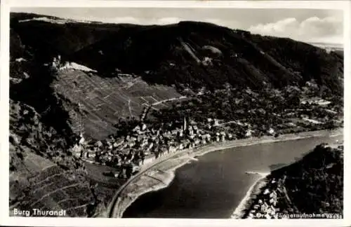 Ak Alken an der Mosel, Fliegeraufnahme, Burg Thurandt