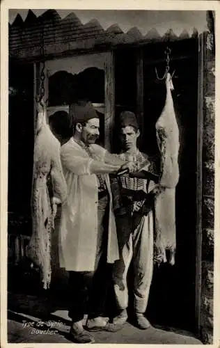 Foto Ak Type de Syrie, Boucher, Syrischer Fleischer
