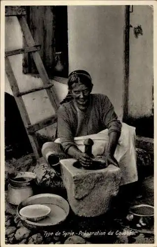 CPA Type de Syrie, Préparation du Goubbe