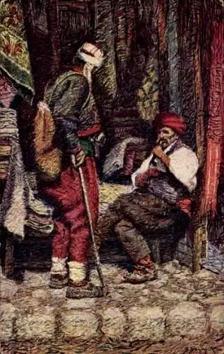 Künstler Ak Bosnien Herzegowina, Männer in Tracht