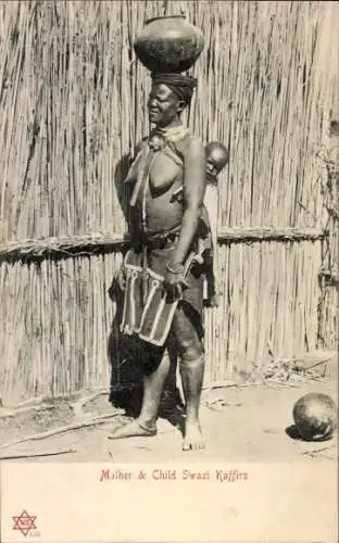Ak Südafrika, Mutter mit Kind Swazi Kaffirs