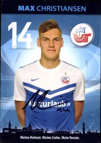 Autogrammkarte Fußballer Max Christiansen, FC Hansa Rostock, Autogramm