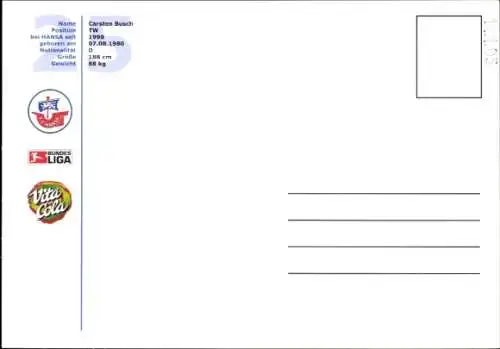 Autogrammkarte Fußballer Carsten Busch, FC Hansa Rostock, Autogramm