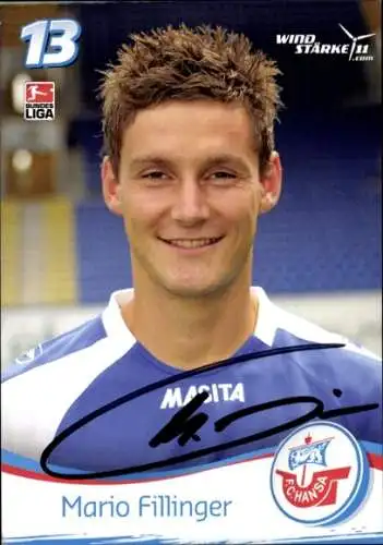Autogrammkarte Fußballer Mario Fillinger, FC Hansa Rostock, Autogramm