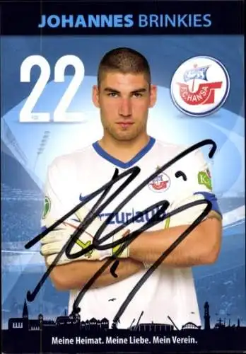 Autogrammkarte Fußballer Johannes Brinkies, FC Hansa Rostock, Autogramm